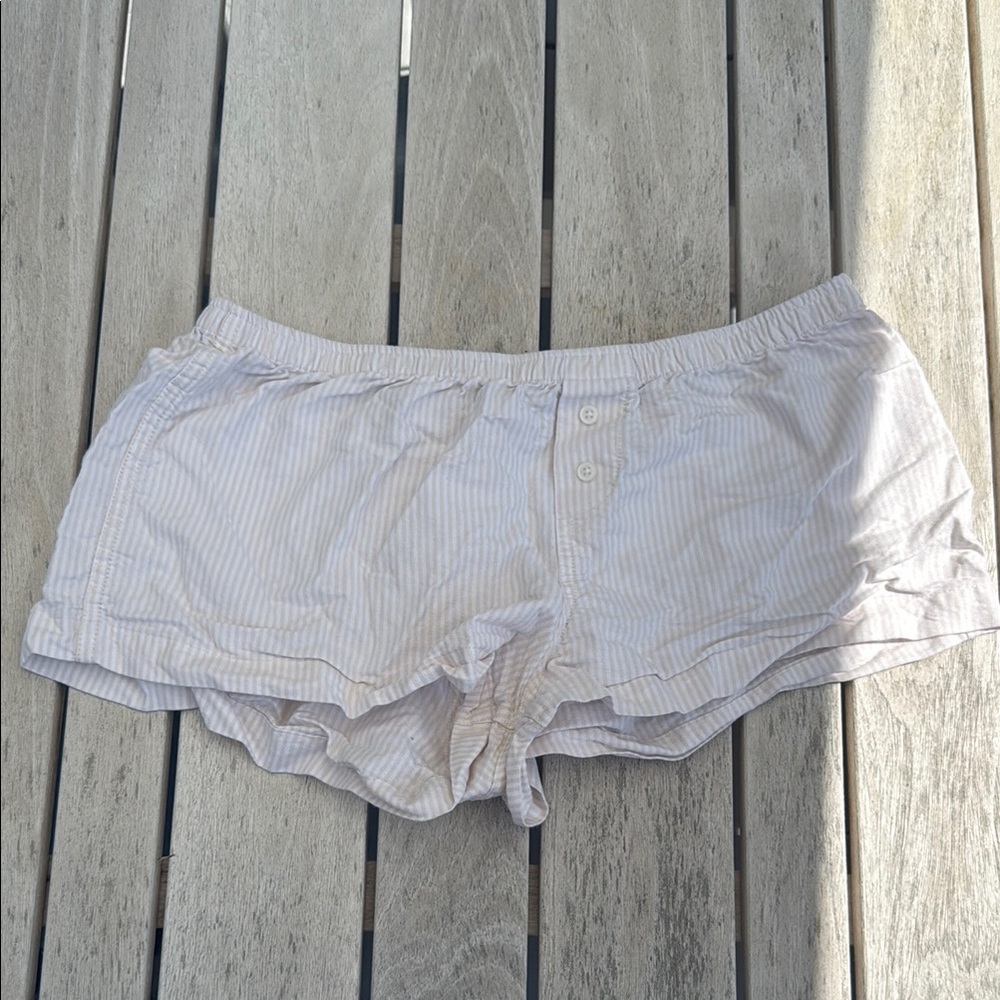 Brandy Melville Cream Striped Shorts